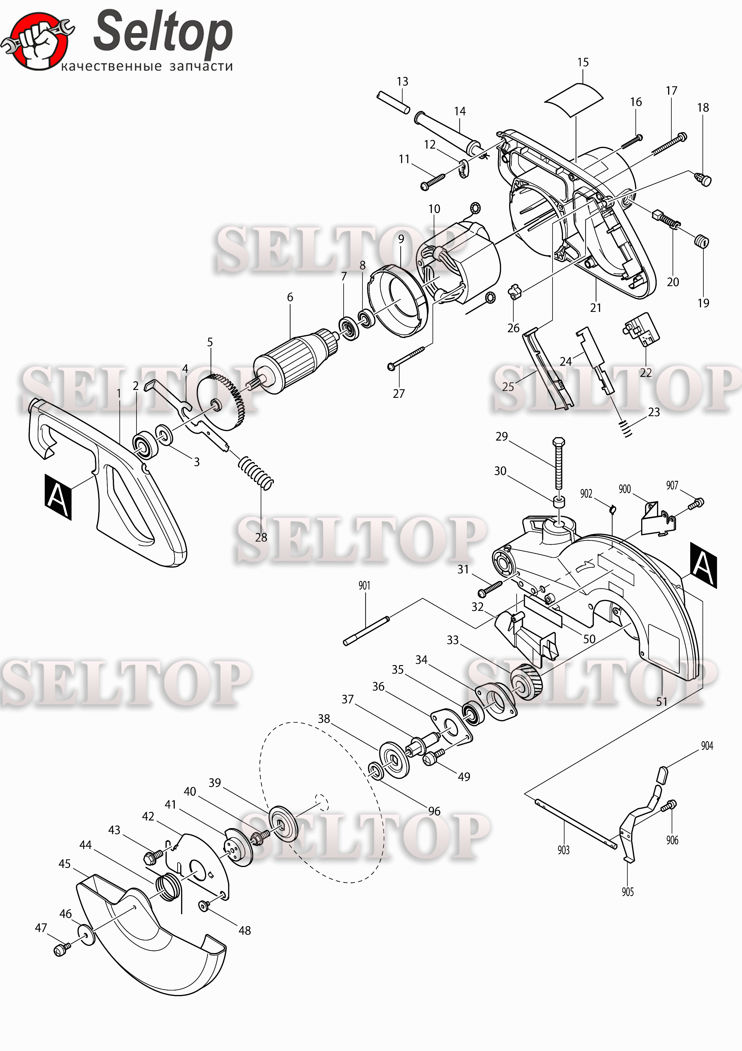 Запчасти отрезного механизма, двигатель для торцовочной пилы Makita LS 1040  N | купить в Москве в интернет-магазине Селтоп с доставкой. Цены, наличие,  взрыв-схема.