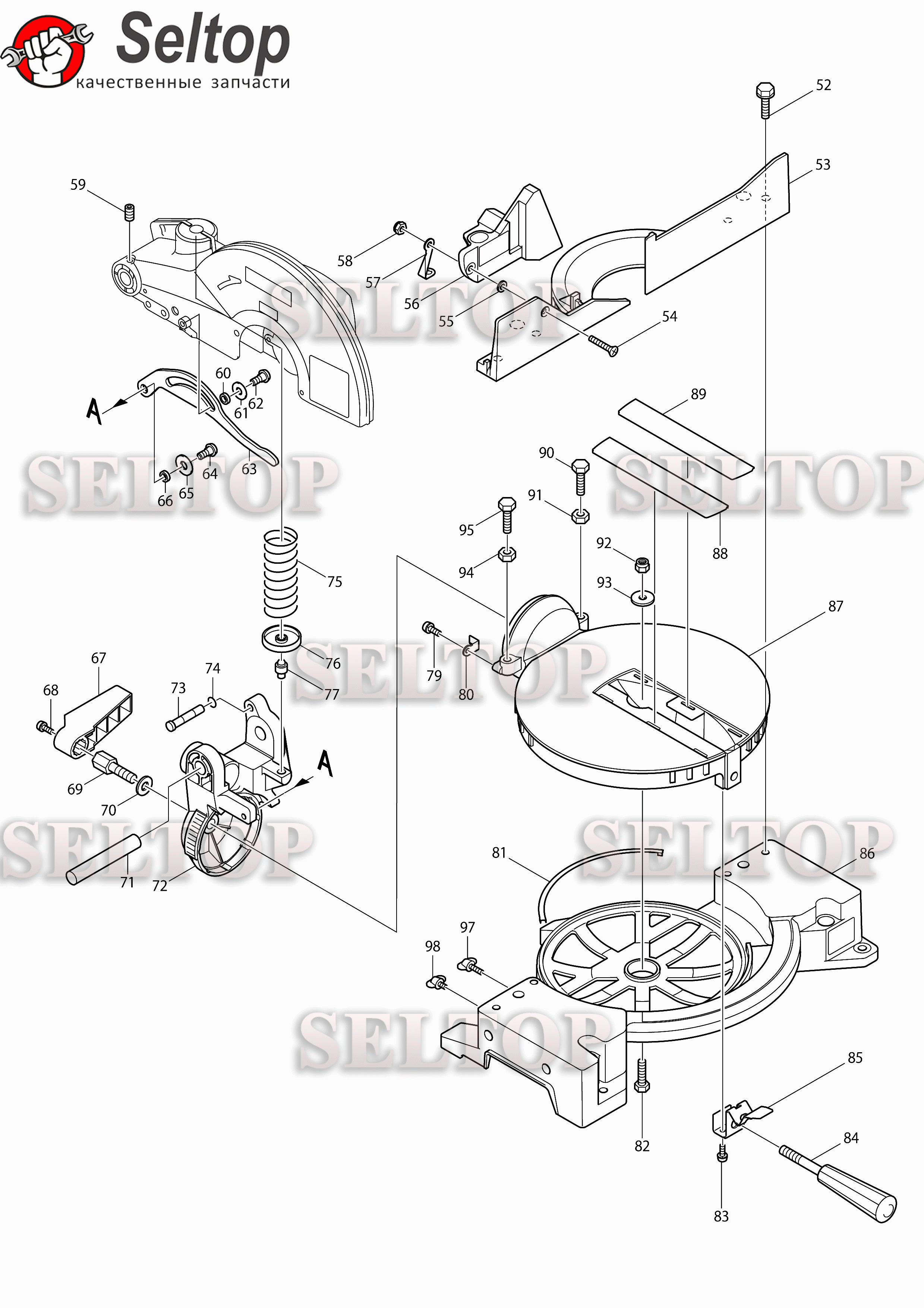 Запчасти стола для торцовочной пилы Makita LS 1040 N | купить в Москве в  интернет-магазине Селтоп с доставкой. Цены, наличие, взрыв-схема.