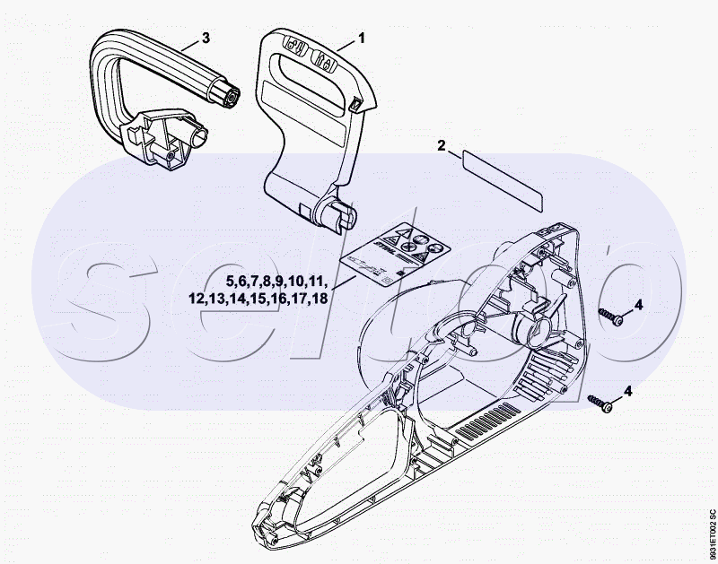 Приспособление для защиты рук, Трубчатая рукоятка STIHL MSE 210C