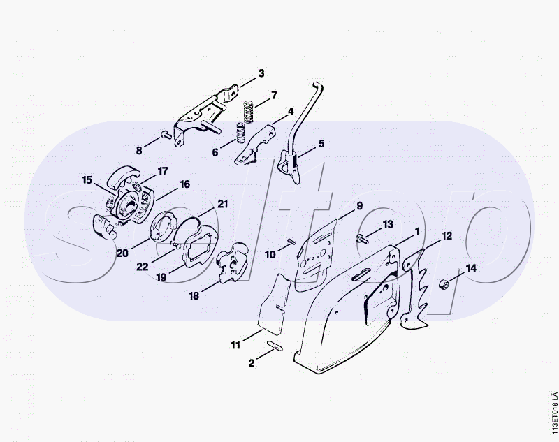Крышка цепной звёздочки. Тормозная колодка. Приводной диск STIHL 031