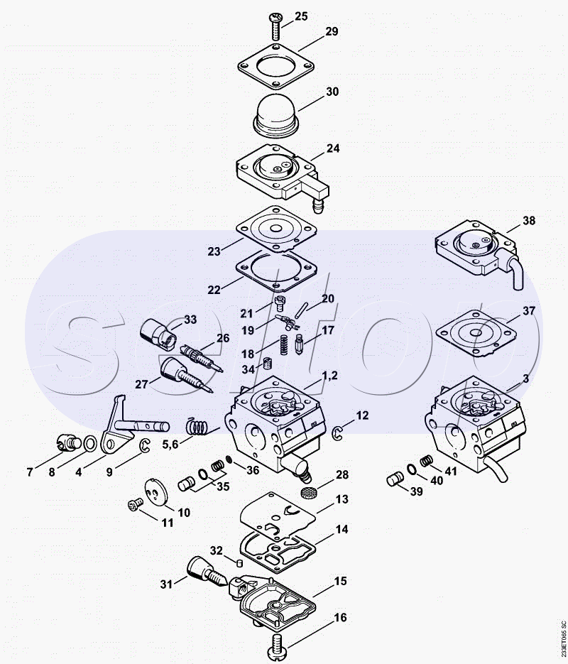 Карбюратор C1Q-S187, C1Q-S160, C1Q-S143 BR (16.2014), (29.2010), (15.2009) STIHL FS 55 T