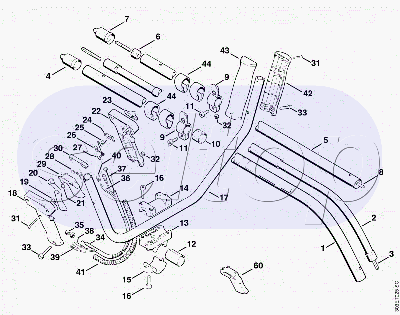 Трубчатая рукоятка с двумя ручками. Хвостовик STIHL FS 66