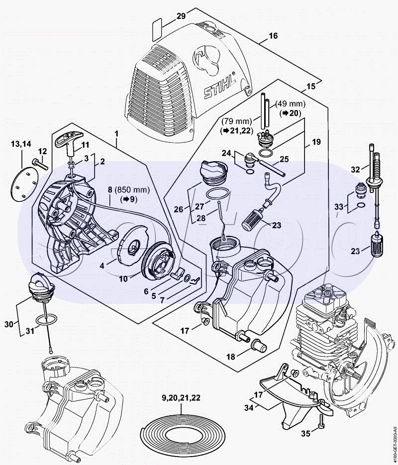 Пусковое устройство, Топливный бак STIHL FC 110