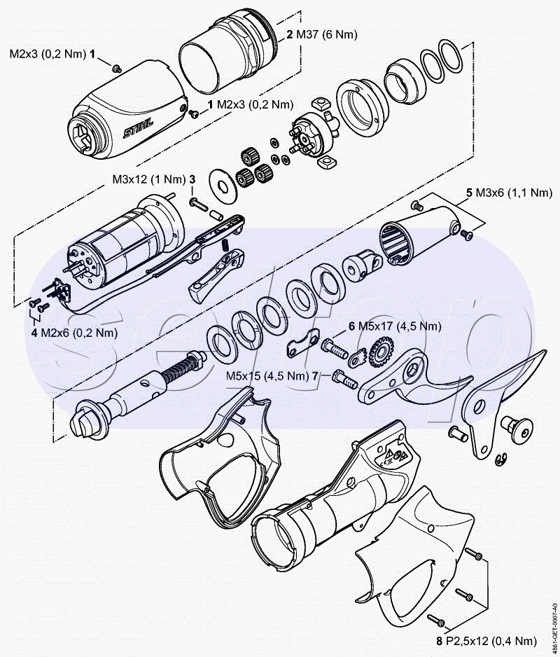 Момент затяжки (схема 1) STIHL ASA 65